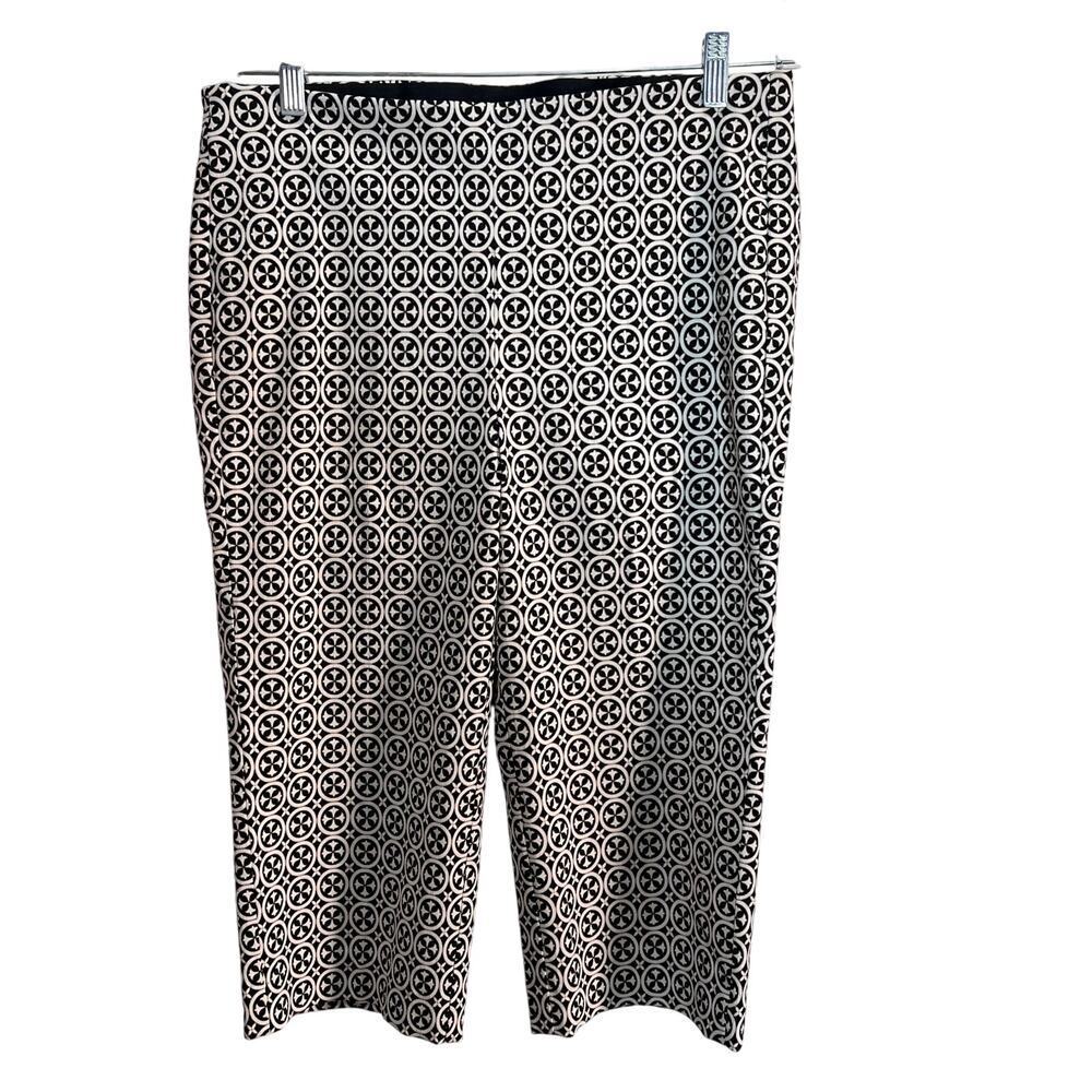 Chico’s Women’s Juliet Tile Print Straight Cropped Pants Size 1.5 (10/M) Preppy